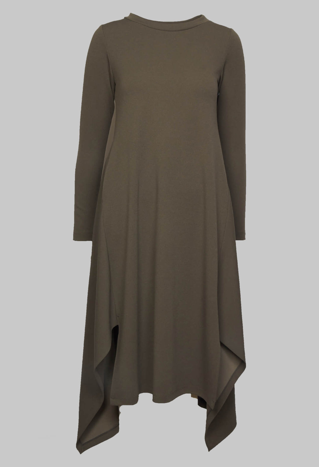Long Sleeve Dress with Front Splits in Grey