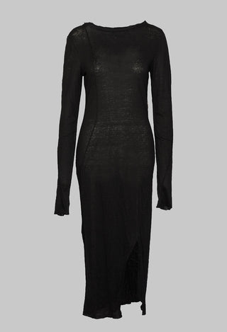 Long Sleeve Dress with Split Hem in Black