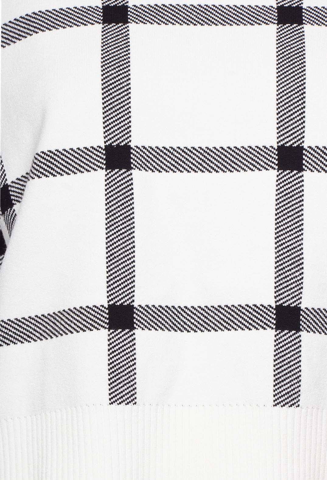 Long Sleeve Jumper with Check Design in White