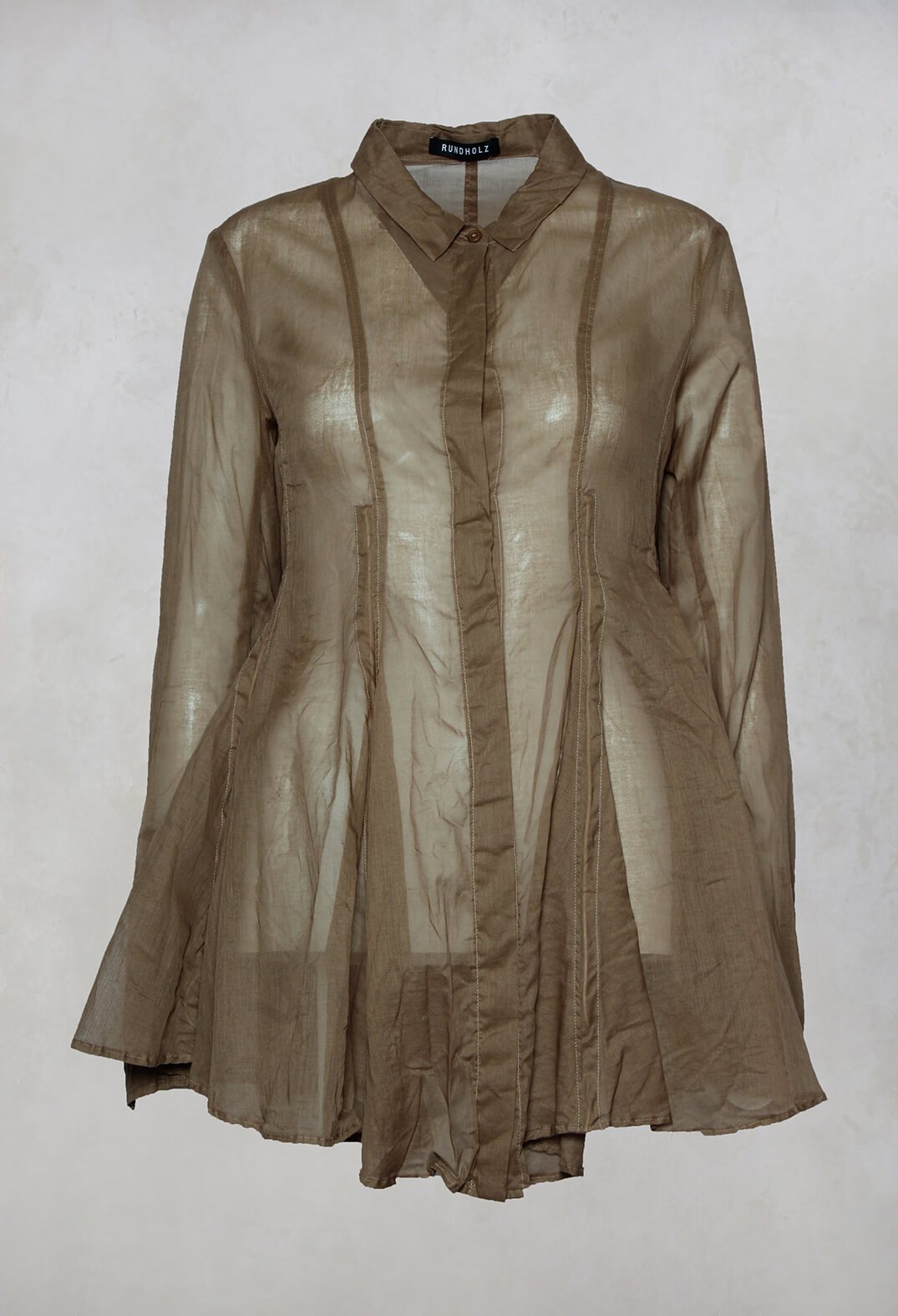 Long Sleeve Mesh Blouse in Toffee Stiff