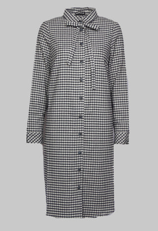 Long Sleeve Shirt Dress in Navy Check