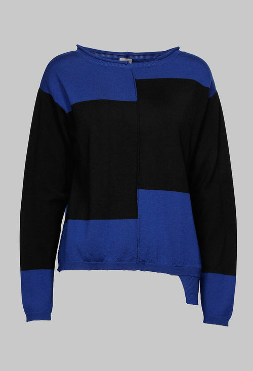 Long Sleeve Sweater in Royal Blue and Black