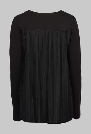 Long Sleeve T-Shirt with Back Pleating in Black