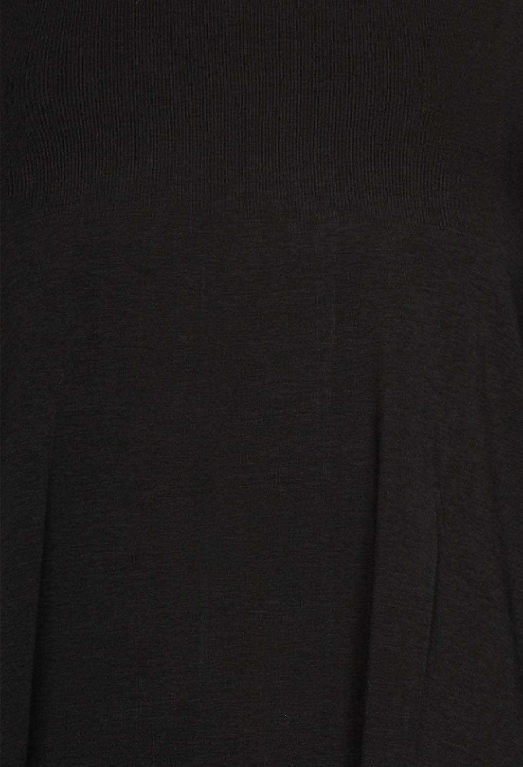 Long Sleeve T-Shirt with Back Pleating in Black