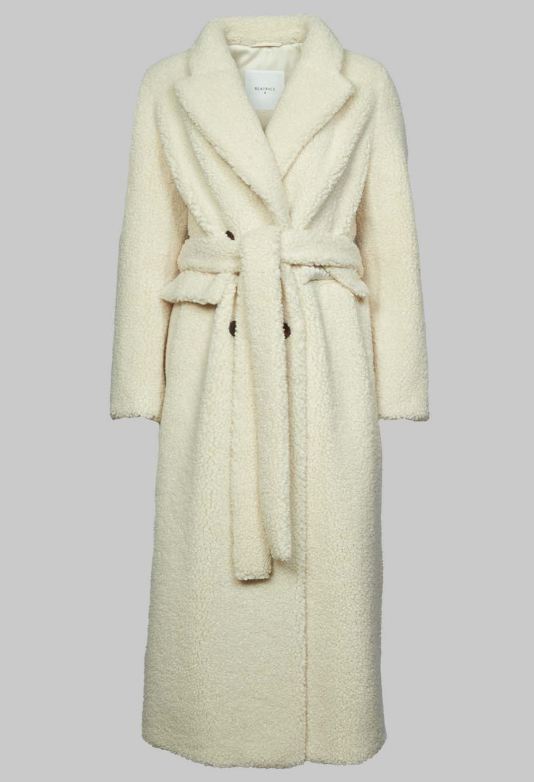 Long Sleeve Teddy Coat in Cream