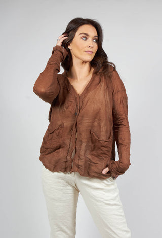 Long Sleeved Cardigan in Tobacco