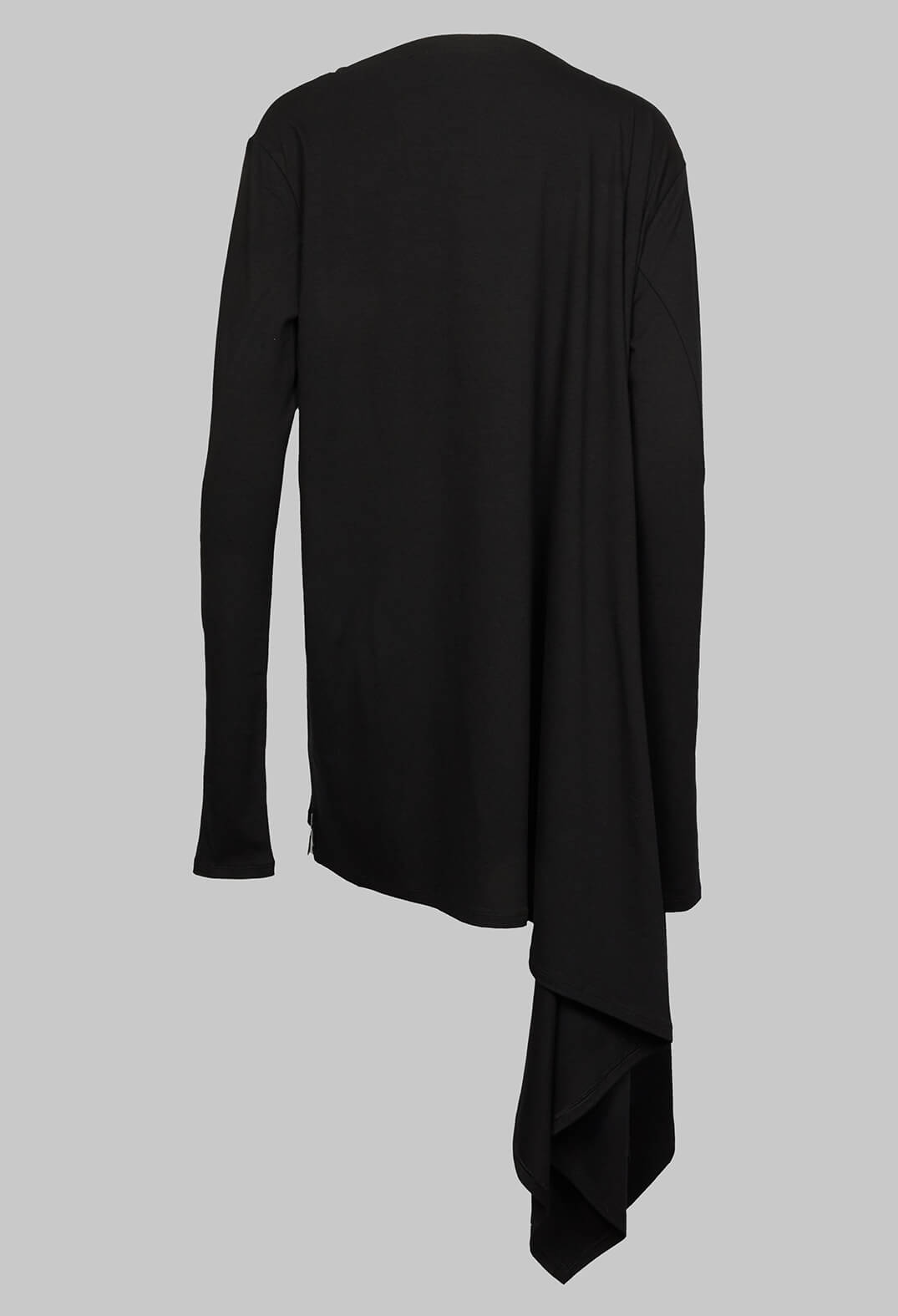 Long Sleeved Dress with Asymmetric Hem in Black