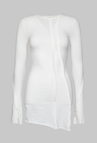 Long Sleeved Jersey Dress with Thumb Hole in White