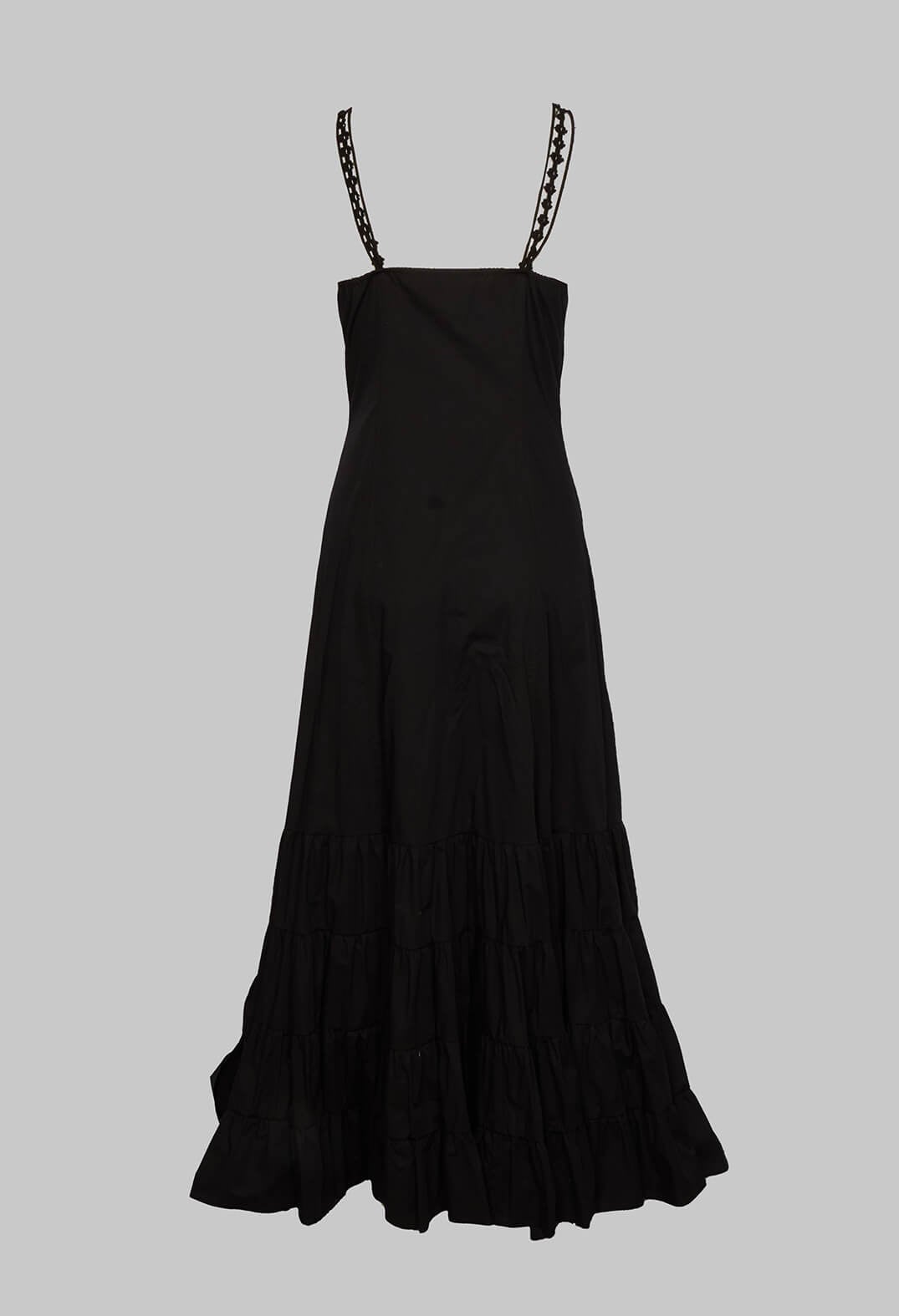 black tiered strappy dress