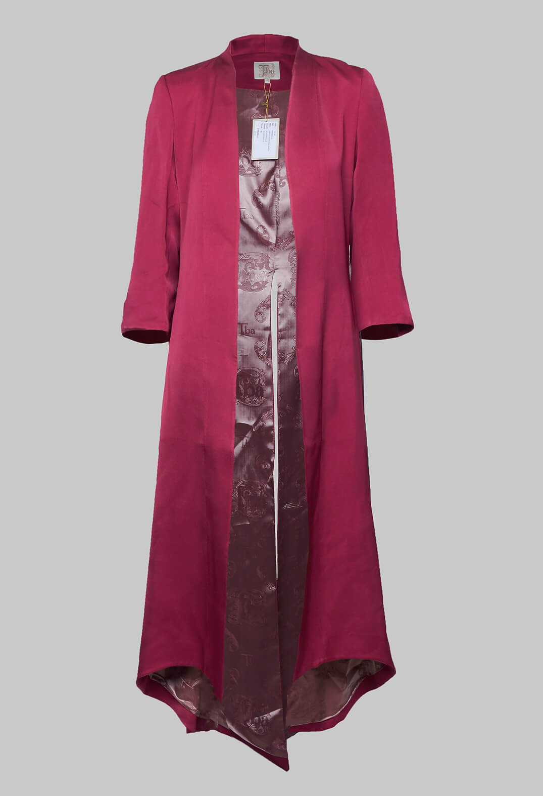 Long Tailed Open Front Coat in Bouganville Pink