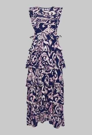 long tiered printed dress