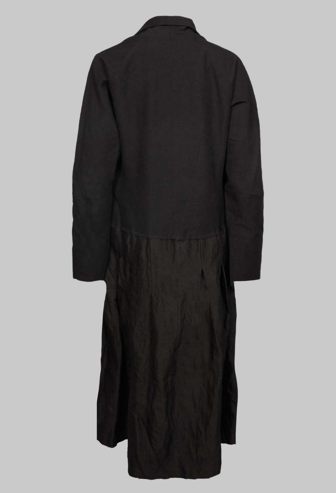 Longline Button Through Dress Coat in Black