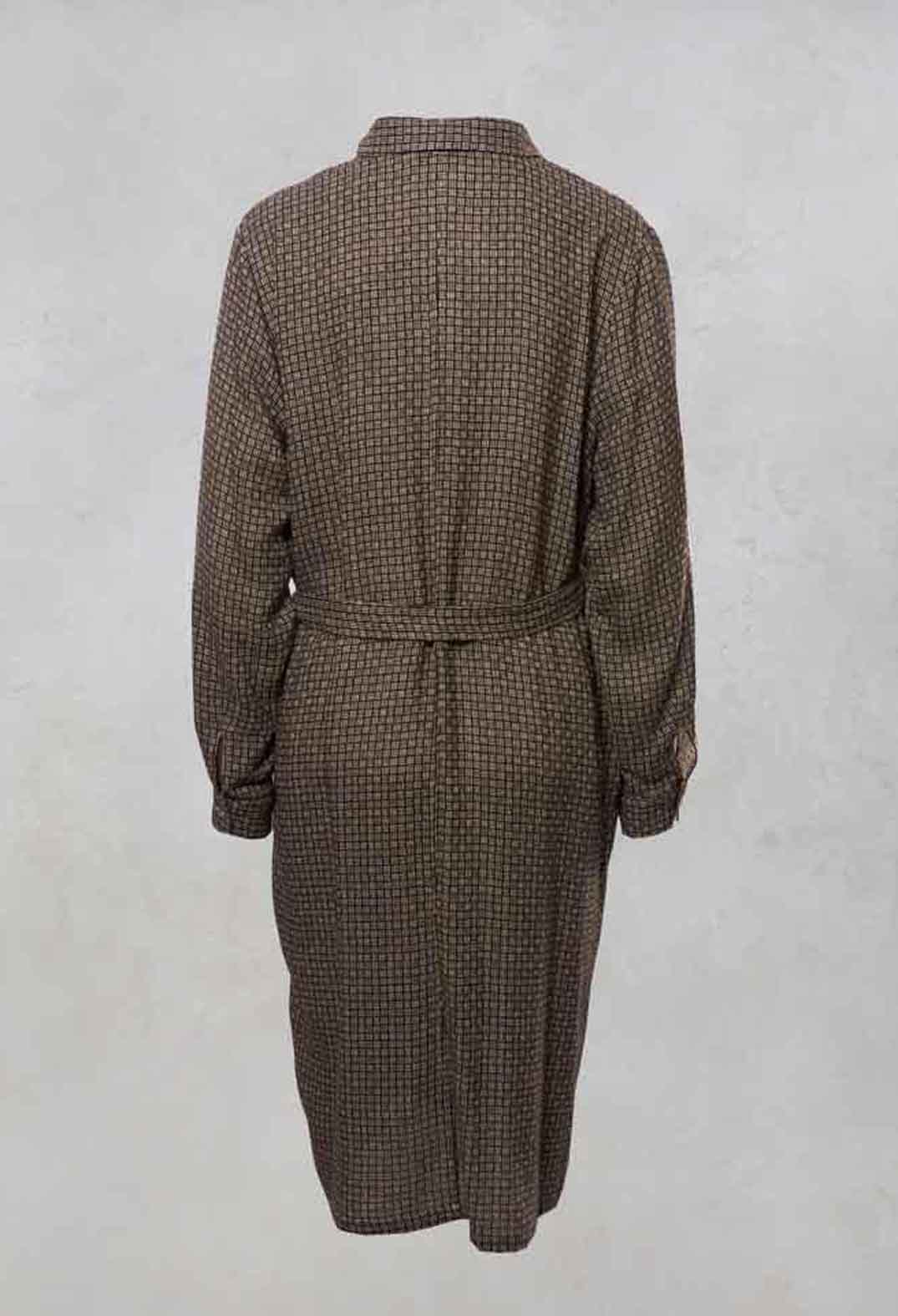Longline Shirt Dress in Brown