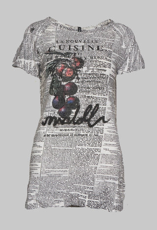 Longline T-Shirt with Damson Design in Quetsche Print
