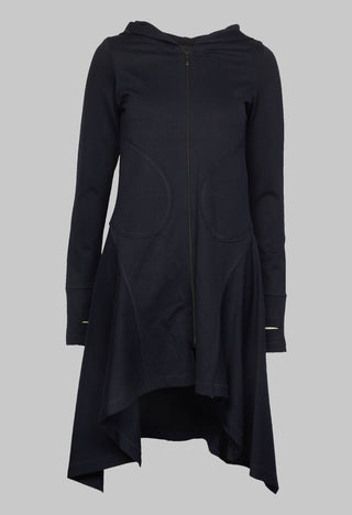 Longline Zip up Jacket in Dark Blue