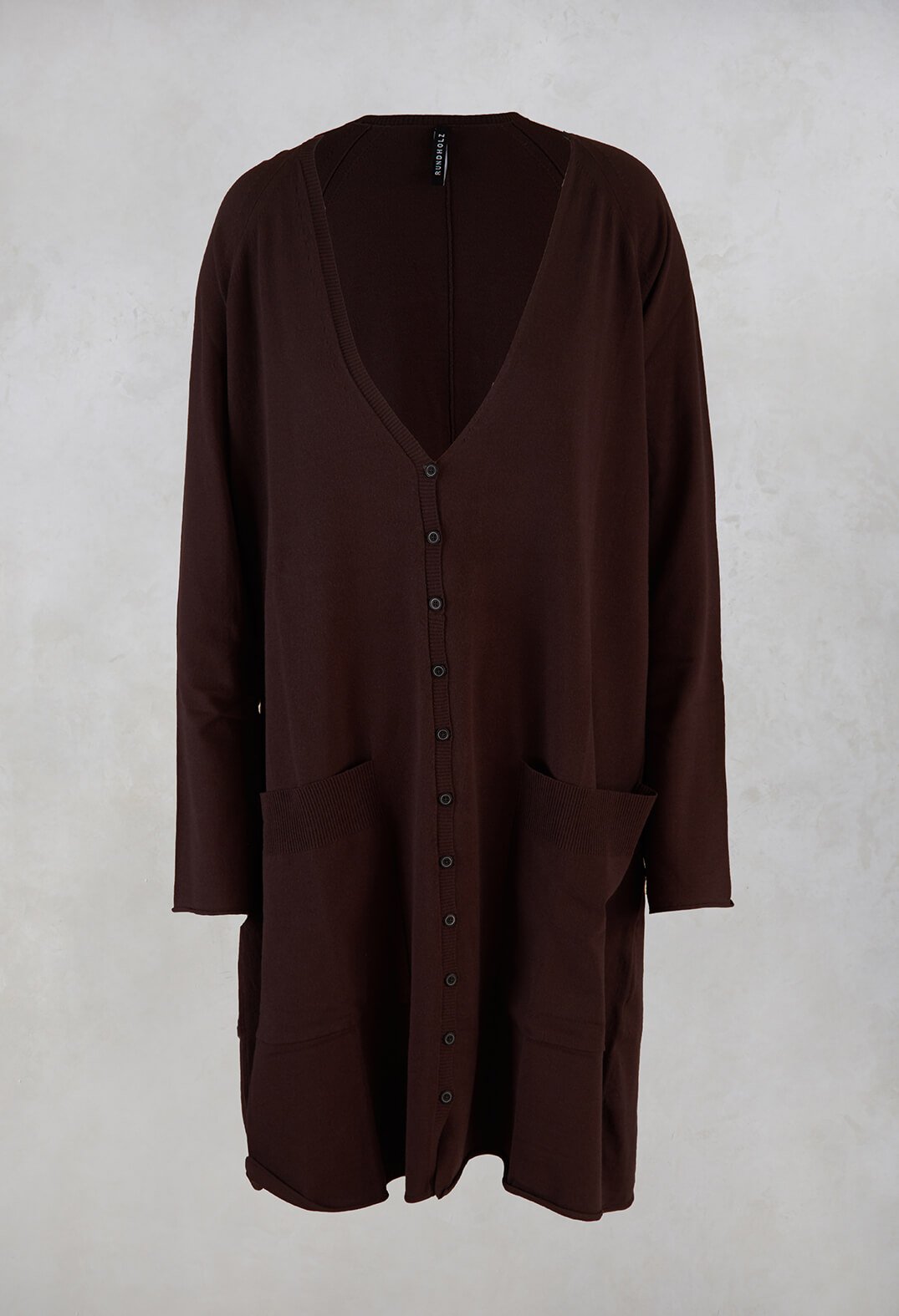 Longline Cardigan in Dark Brown