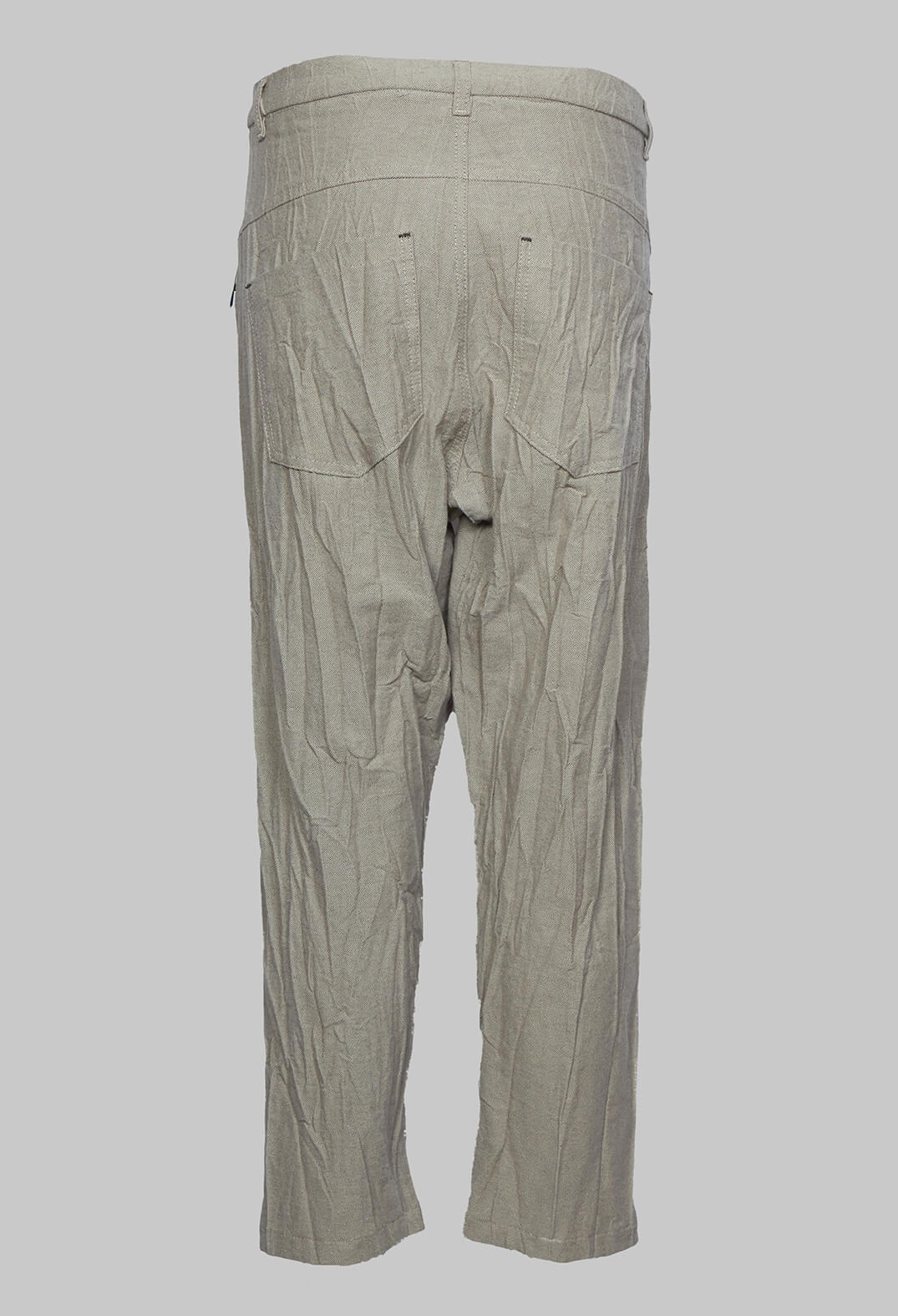 Loose Fit Crinkled Trousers in Beige