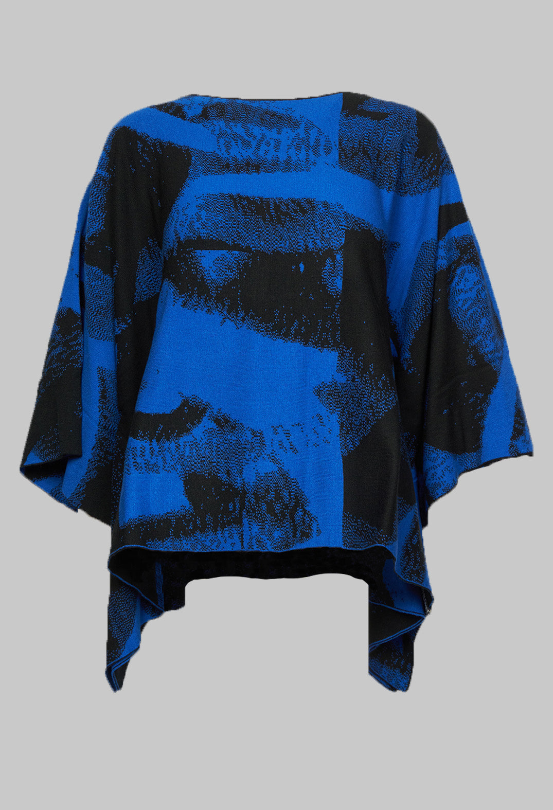 Loose Fit Poncho in Black and Royal