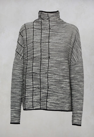 Loose Fit Roll Neck Jumper in Black and White