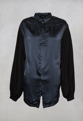 Loose Fit Shirt with Contrasting Arms In Black and Navy