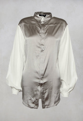 Loose Fit Shirt with Contrasting Arms In White and Grey