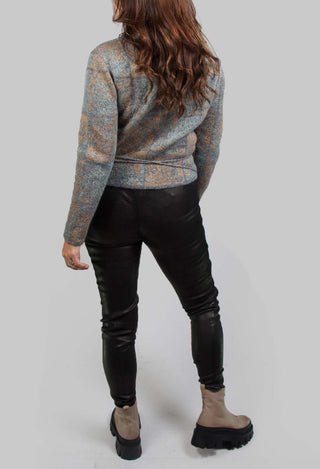 High Neck Jumper with Check Design in Grey Multicolour