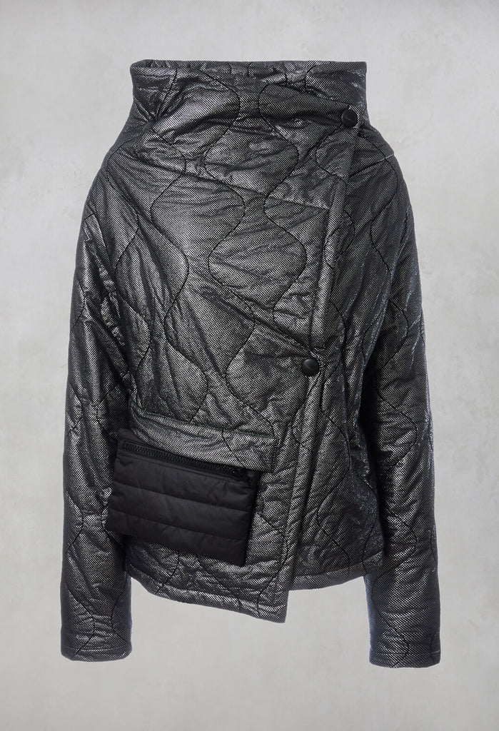 Metallic Puffer Jacket in Ortoclasio Black / Silver