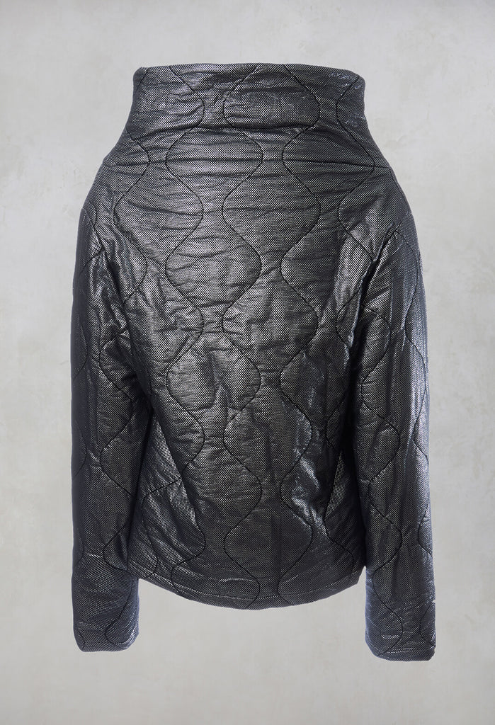 Metallic Puffer Jacket in Ortoclasio Black / Silver