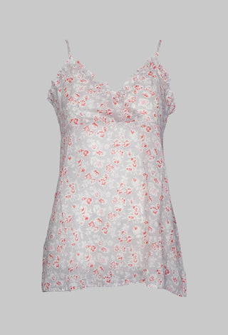 Mia Camisole Top with Flared Hemline in Grey Floral