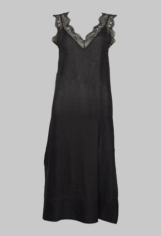 Beatrice B midi dress in black with lace detail