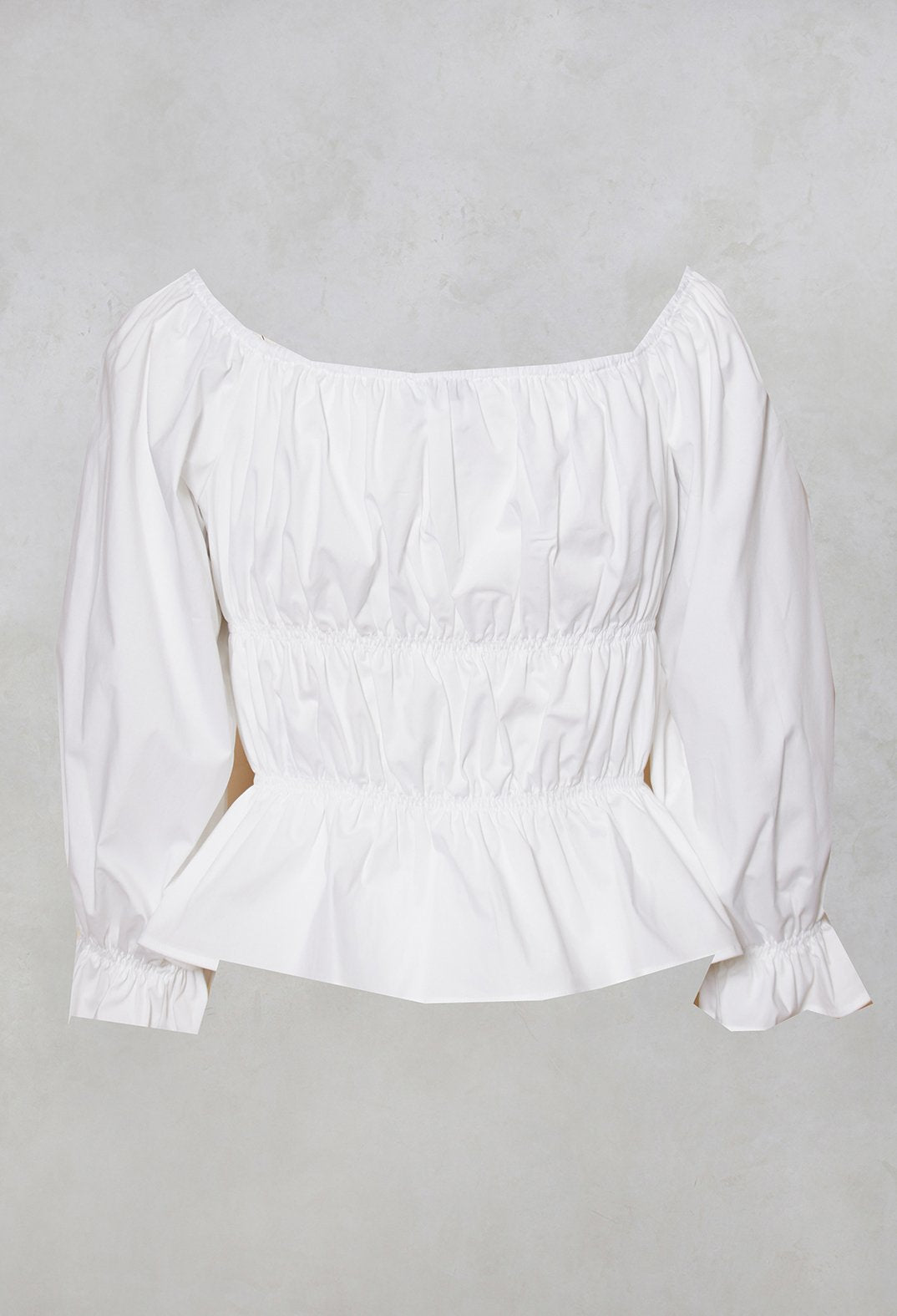 Beatrice B milkmaid blouse in white with long sleeves