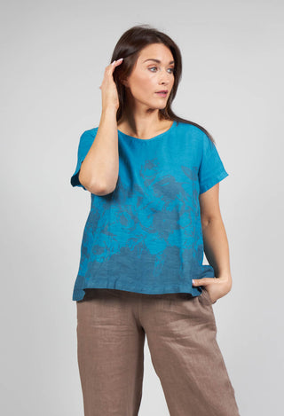 Multi Coloured Placement Print Top in Peacock