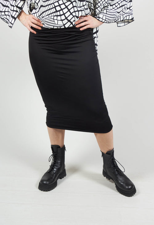 Stretch Midi Skirt in Black