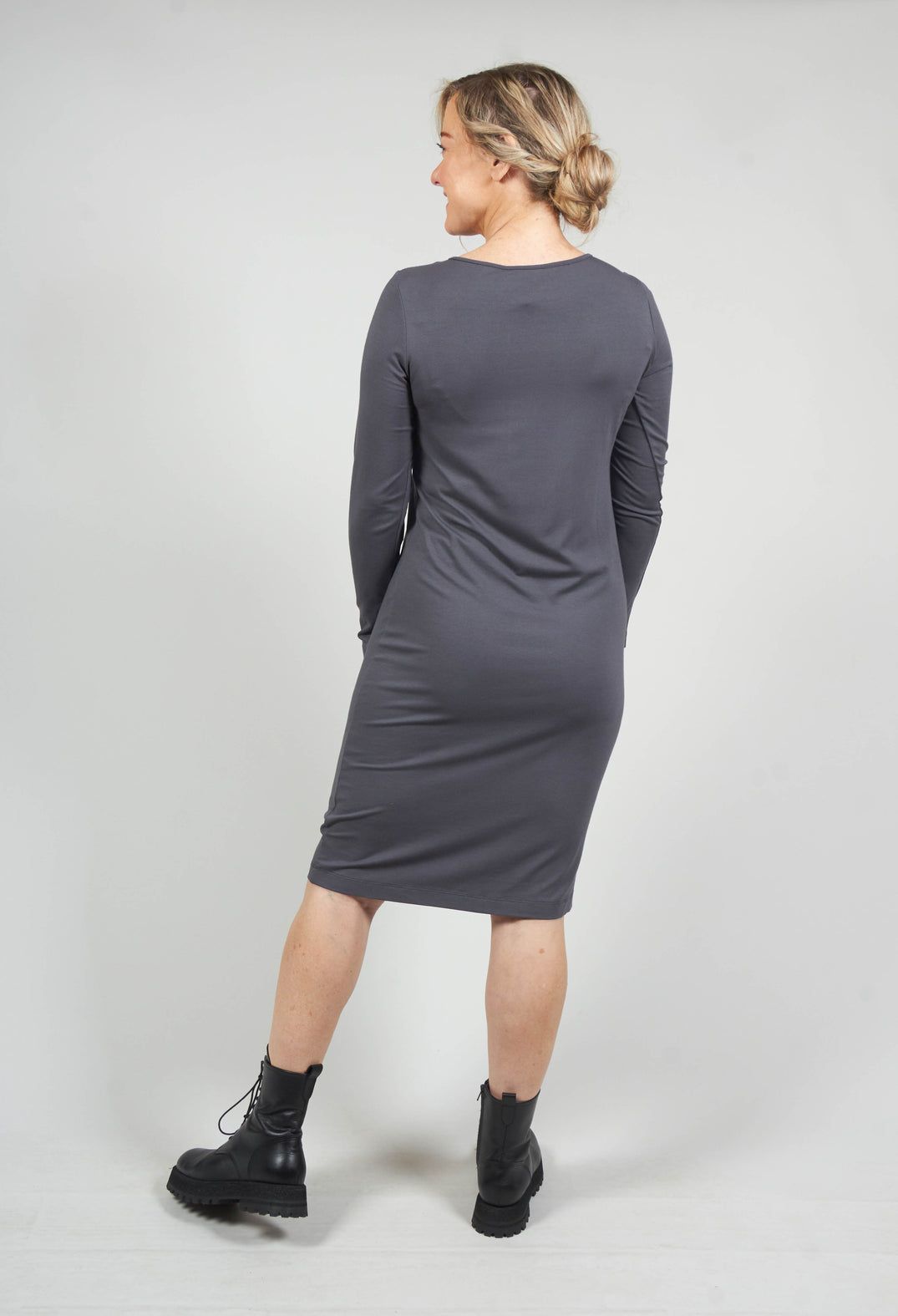 Long Sleeved Jersey Dress in Grey