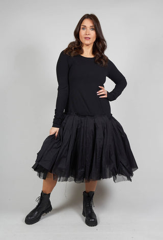 Netted Under Skirt Dress in Black