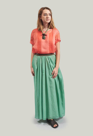 Sheer Striped Boxy Top in Tangerine