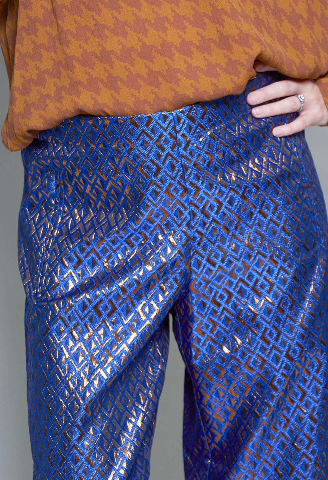 Printed Bojan Wide Leg Trousers in Sapphire