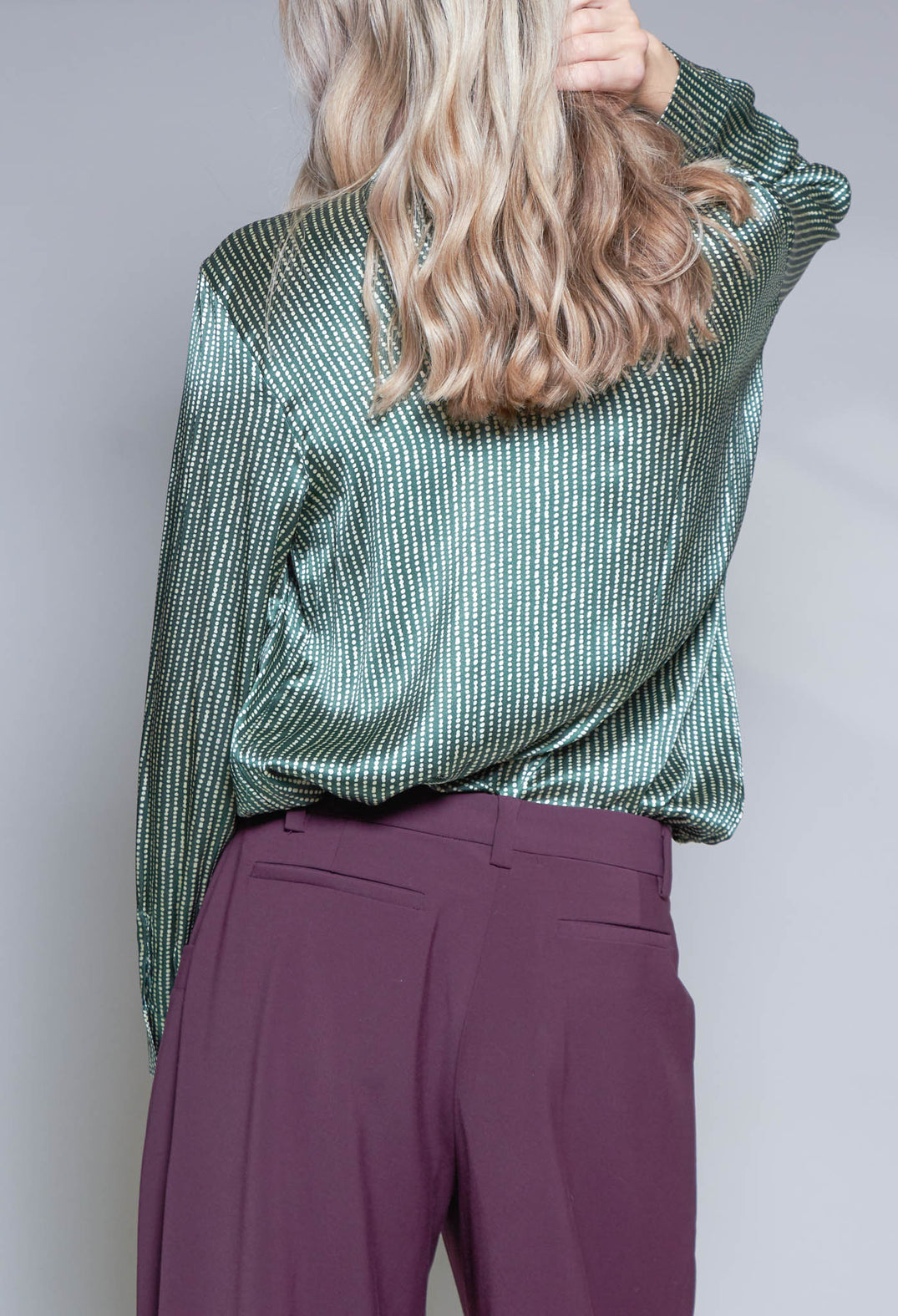 Long Sleeved Silk Blouse in Green