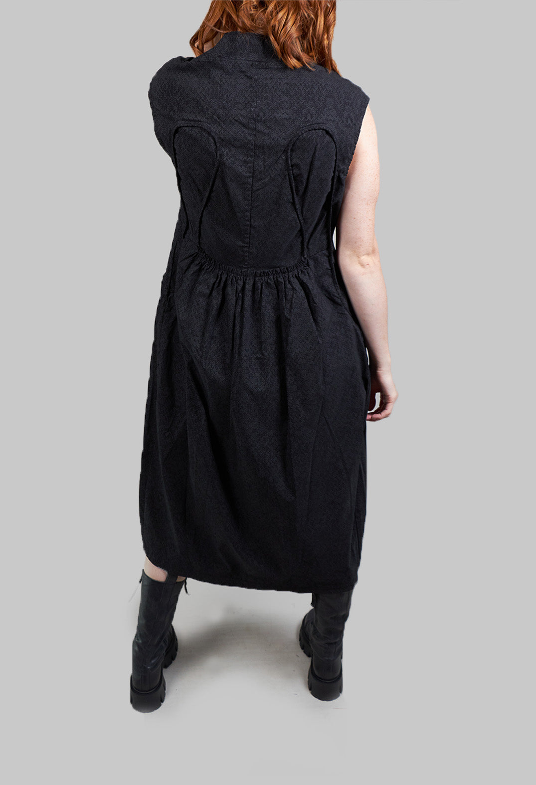 Slim Fit Dress with Tulip Hem in Slate Faux