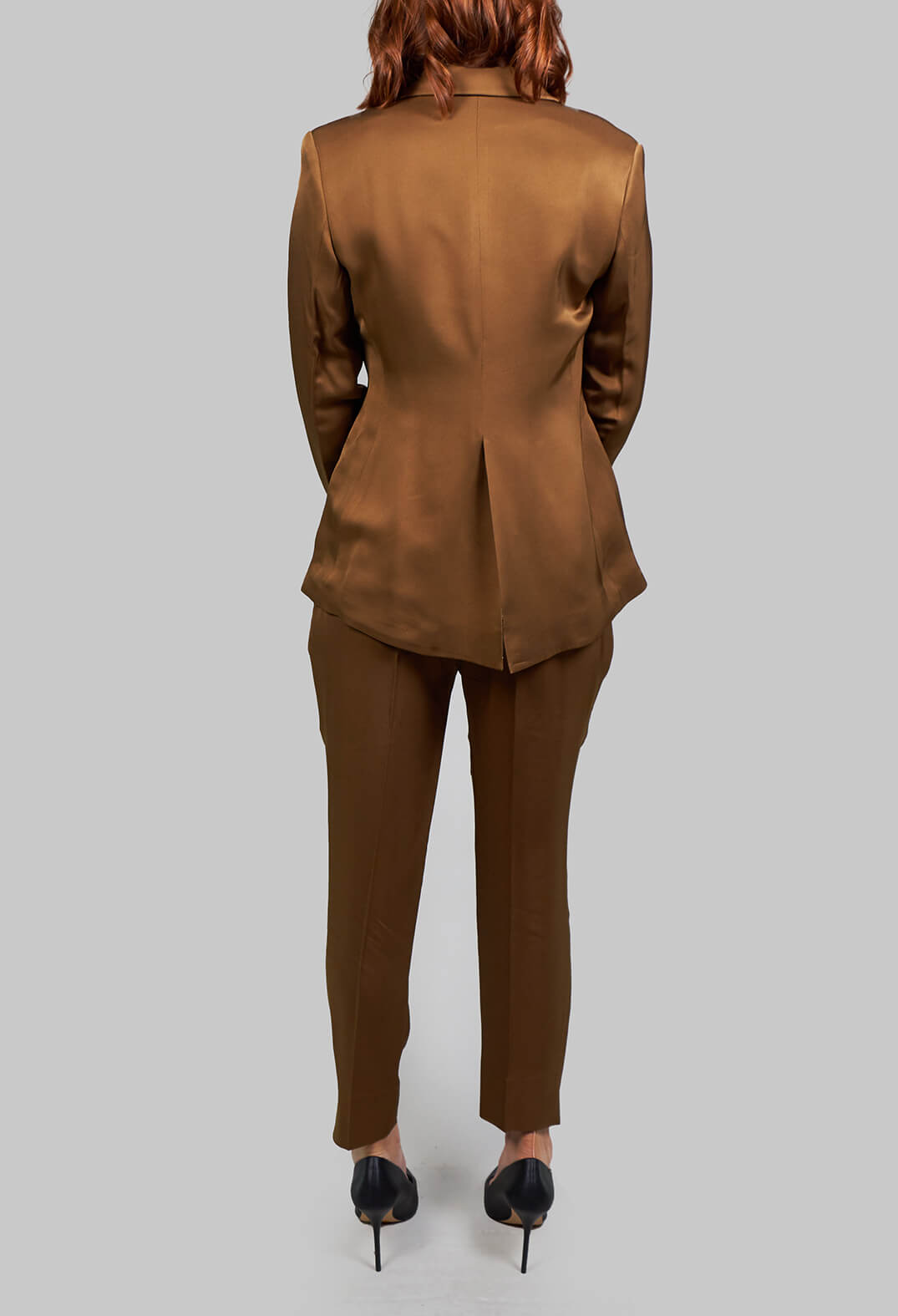 Straight Leg Pleated Trousers in Rust
