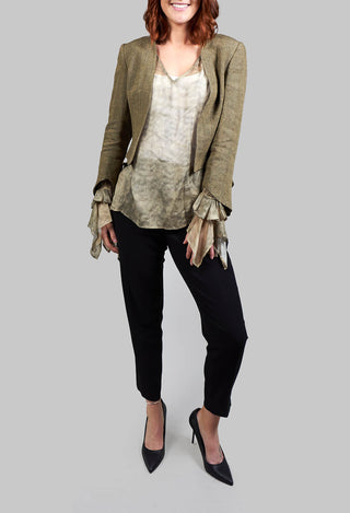Blusa Giselle Blouse in Green Print