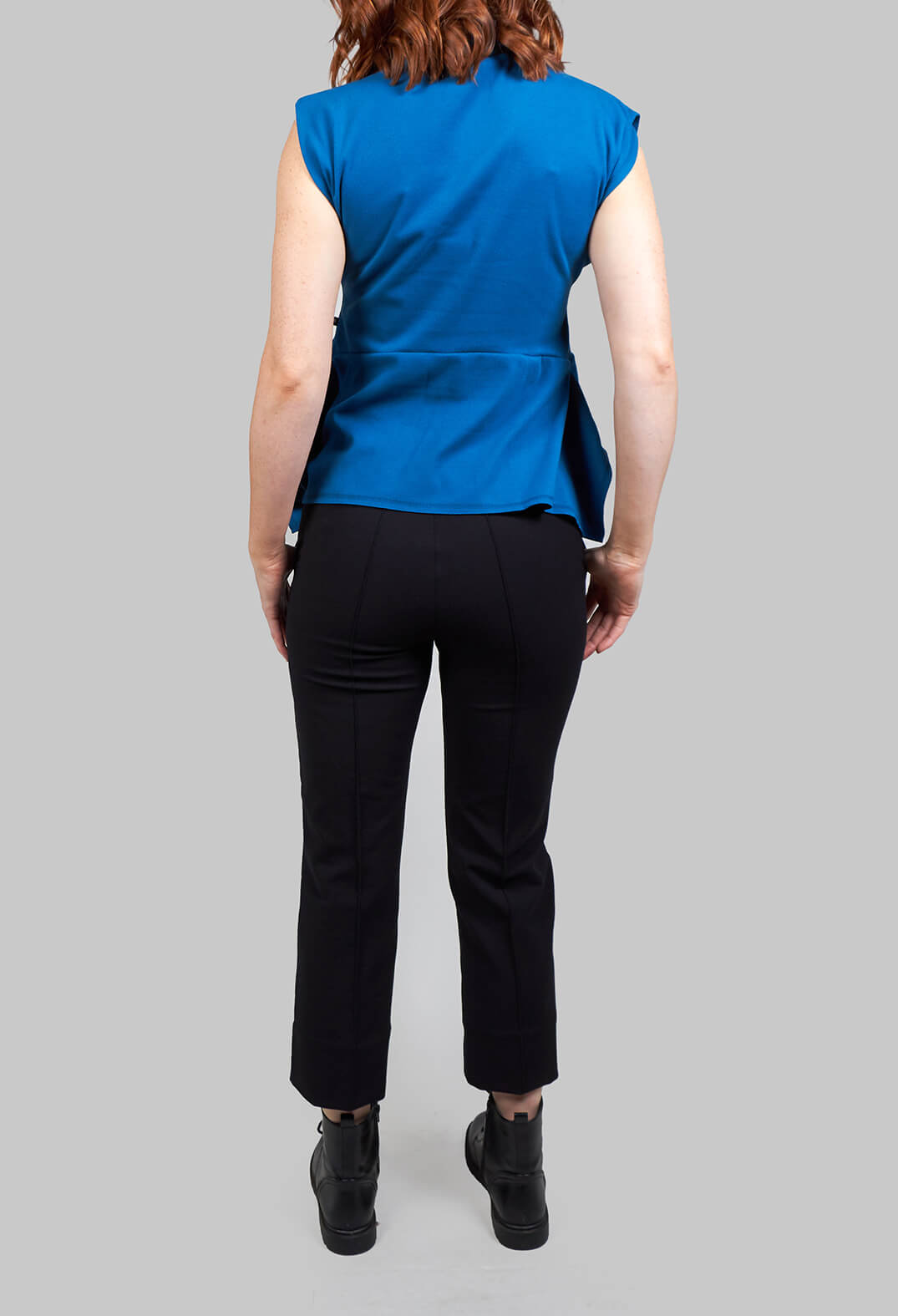 Sleeveless Pemplum Top in Peacock Blue