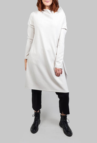 Long Sleeve Ballon Hem Dress in Off White