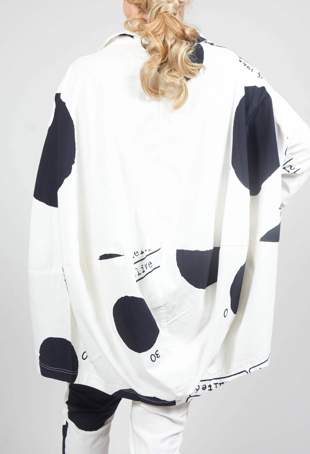 Oversized Button Through Jacket in Black Print