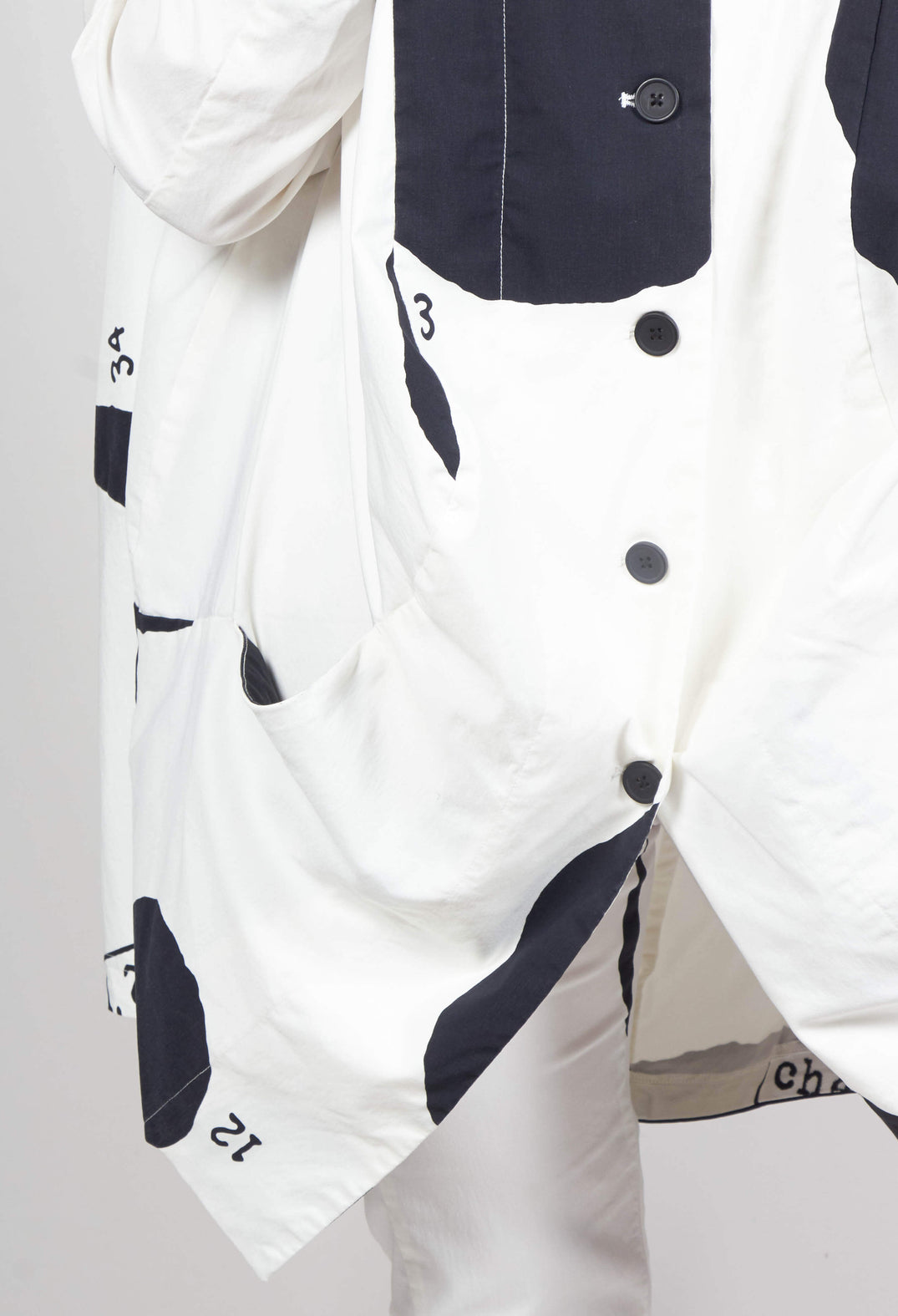 Oversized Button Through Jacket in Black Print