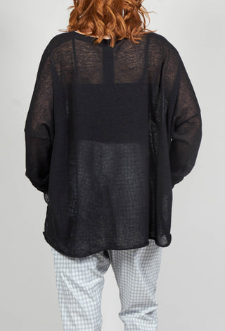 Oversized Cropped Jumper in Black