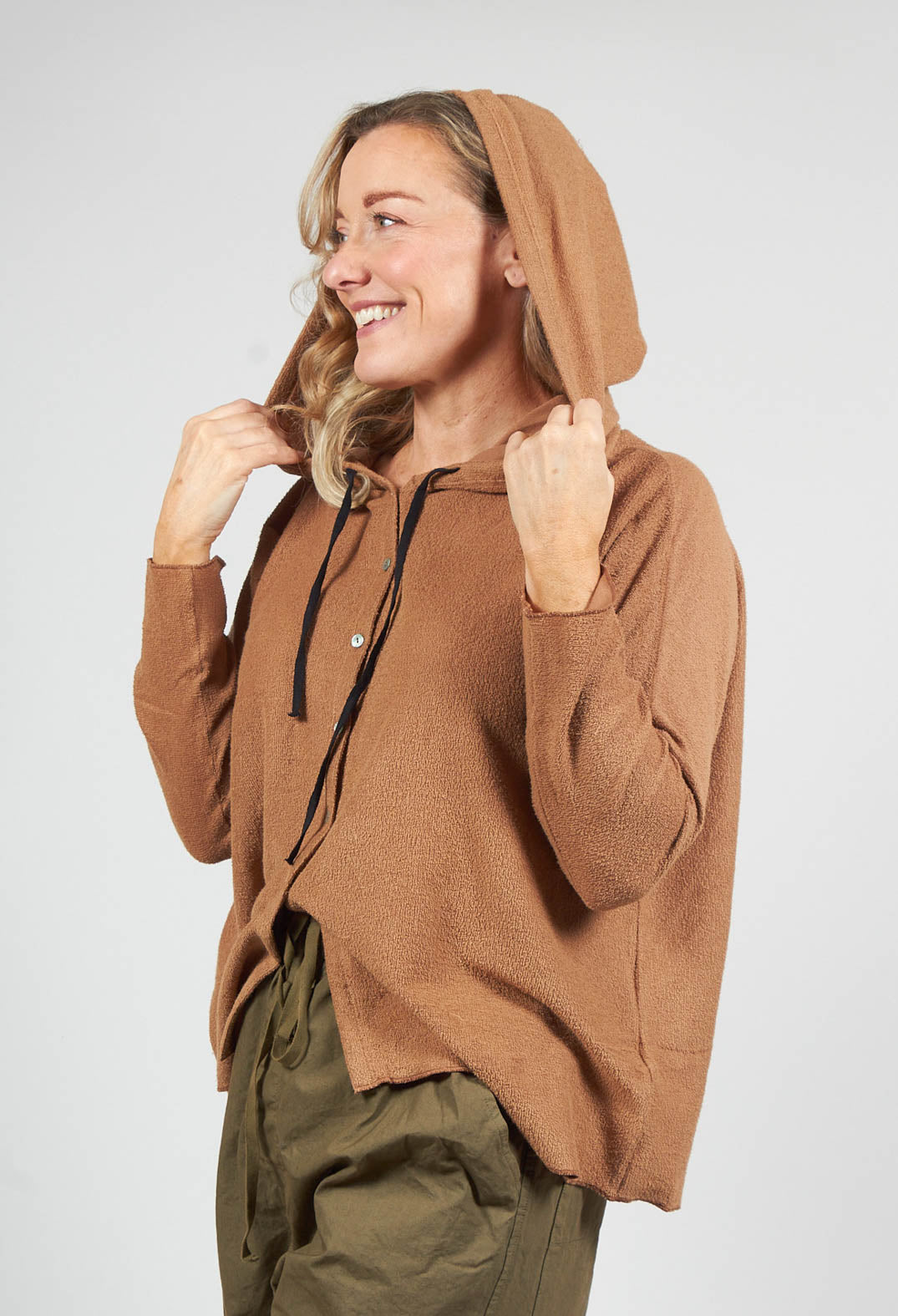 Oversized Hooded Cardigan F in Pottery