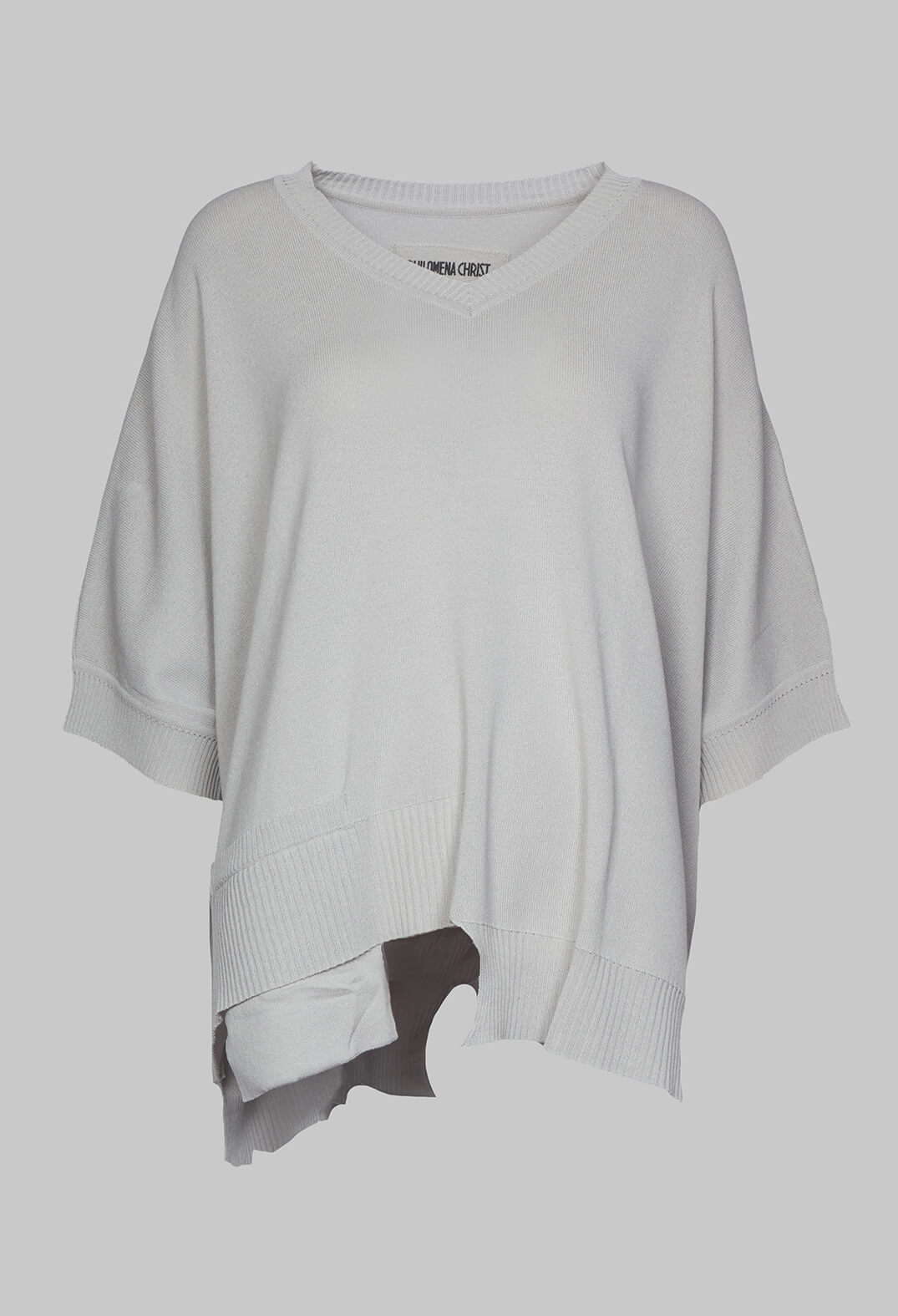 Oversized Sweater with Asymmetric Hem in Silver