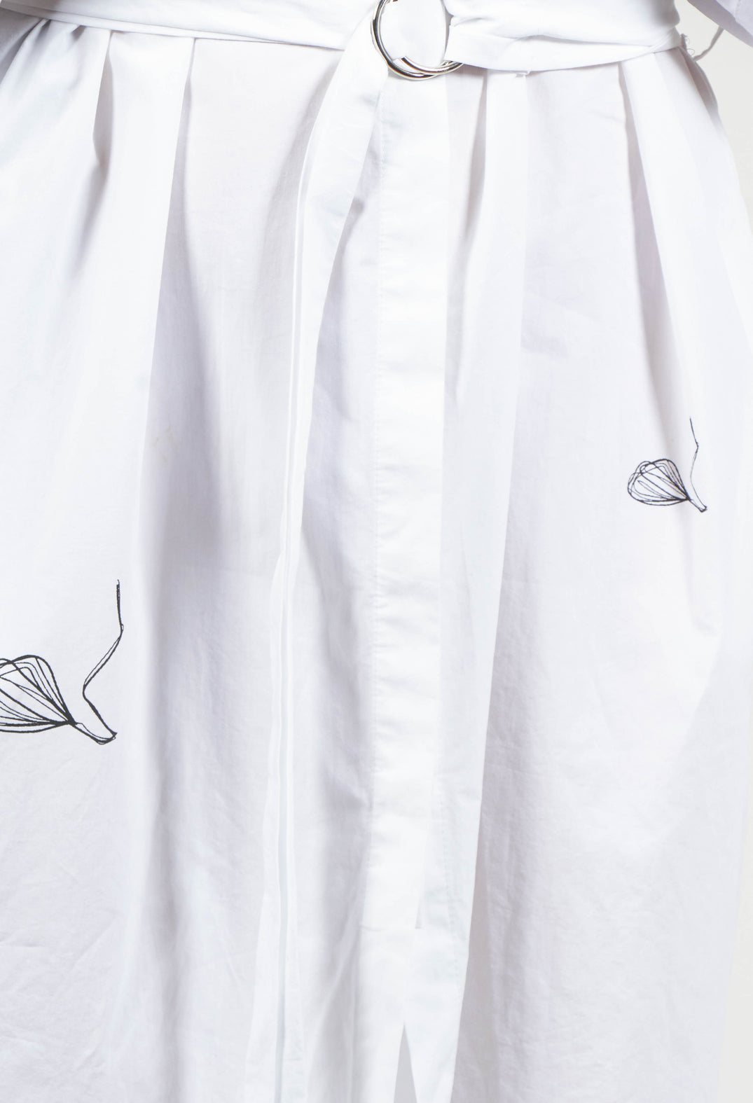 Oversized Belted Shirt Dress with Pattern in White