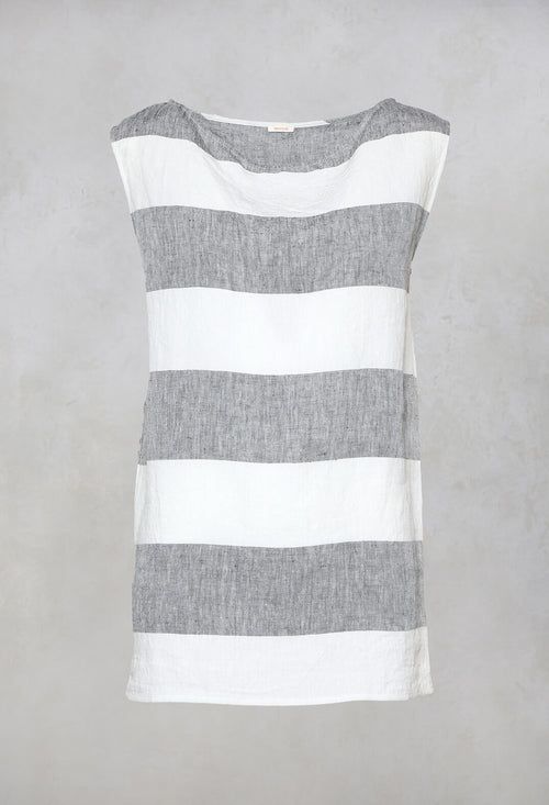 Striped Linen Blouse in Milk/Black